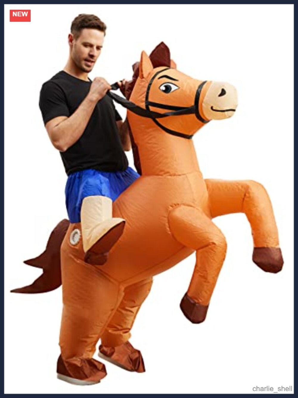 Inflatable Horse Costume Ride On Blow Up Halloween Adult Mens Womens Party